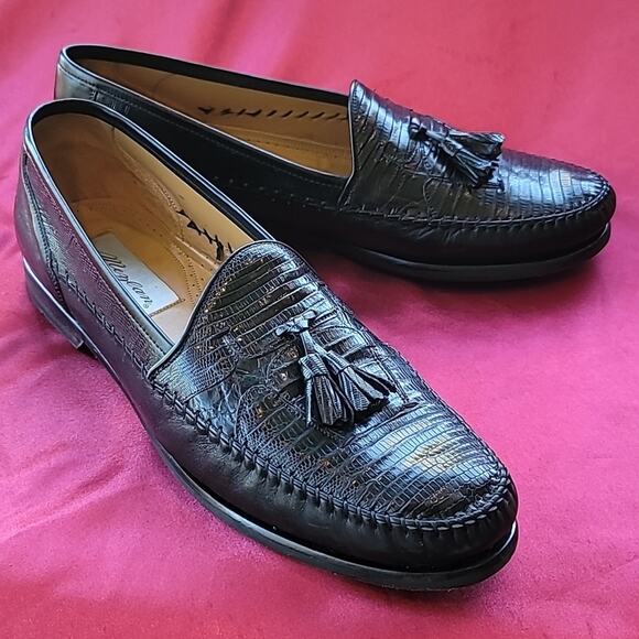 MEZLAN sz 11 LIZARD TASSEL LOAFER black excellent condition ORIG $575 main image 9